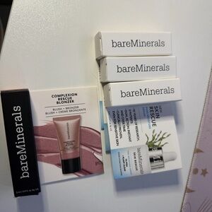 SET OF 3 bareMinerals SKIN RESCUE Pure Moisture Serum & Blush-Bronzer Mini NEW